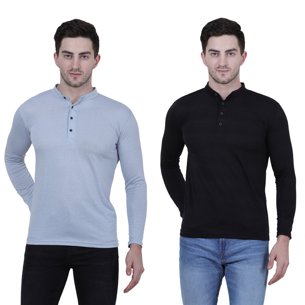 Cotton Blend Full Sleeves Trendy Tshirt For Men's (Pack of 2)