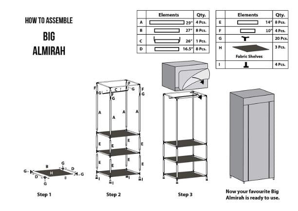 Combo of Folding Wardrobe Almirah & 3 Tier Shoe Rack