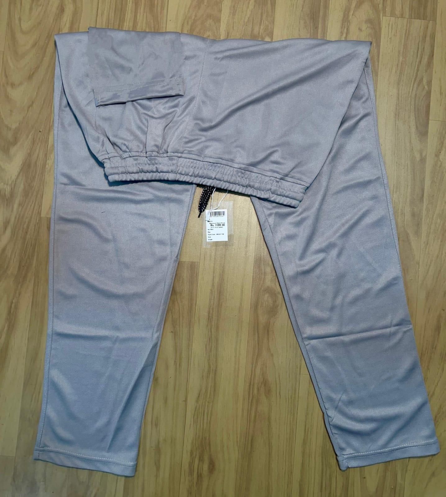 Men's Solid Taiwan Drawstring Grey Track Pant