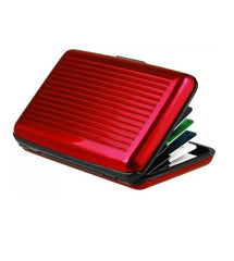 MAESTRA Aluminium Card Wallet 6 Card Holder (Set of 1, Maroon, Multicolor)