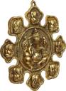 eCraftIndia 9 variants of Lord Ganesha Golden Metal Wall hanging