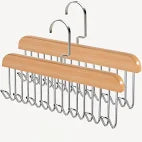 Multifunctional Wooden Hanger with Metal Hooks (Pack of 1)