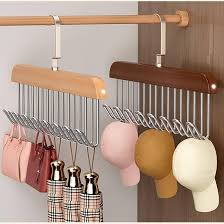 Multifunctional Wooden Hanger with Metal Hooks (Pack of 1)