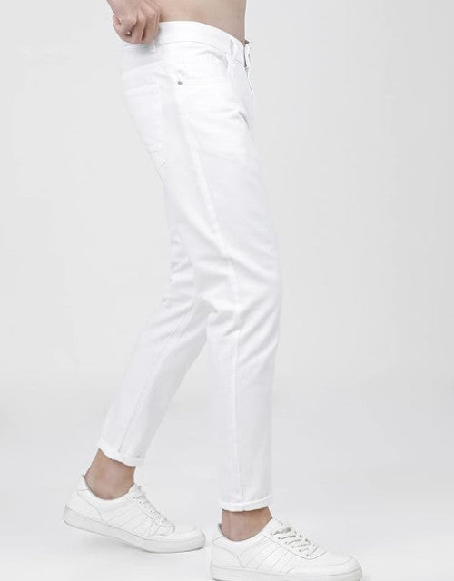 Men White Slim Fit Stretchable Jeans