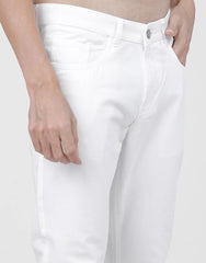 Men White Slim Fit Stretchable Jeans