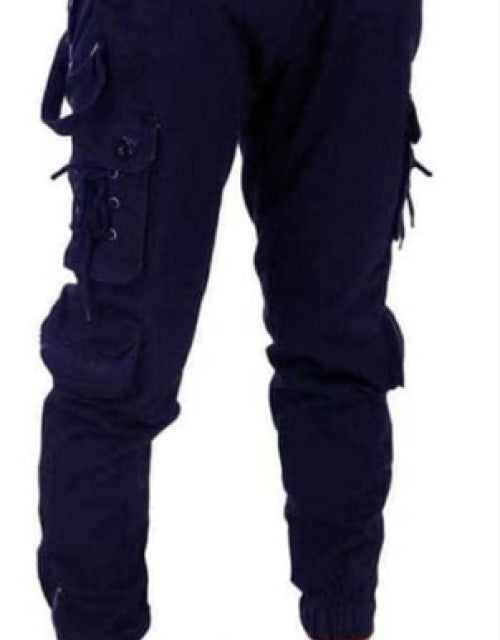 Men's Solid Navy Blue Colour Cargo Pant