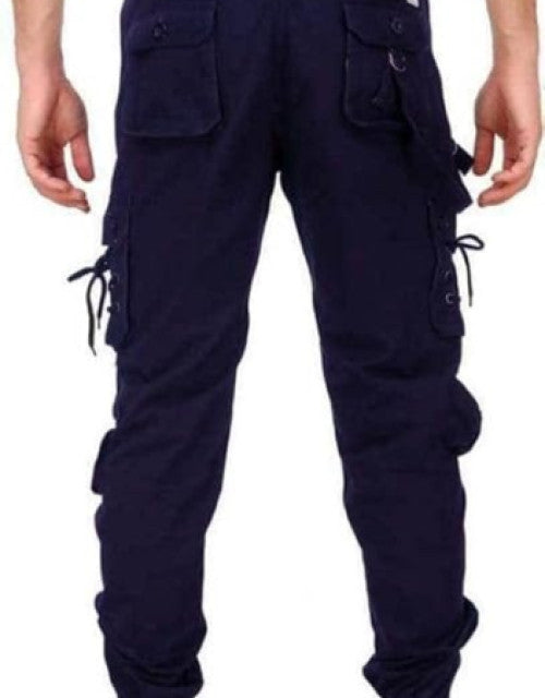 Men's Solid Navy Blue Colour Cargo Pant